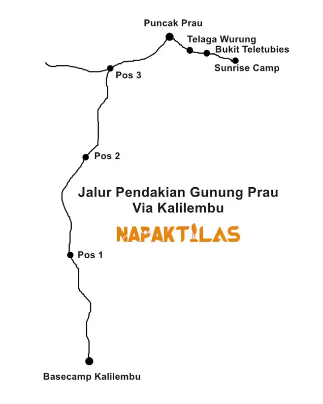 Peta Pendakian Gunung Prau Via Kalilembu